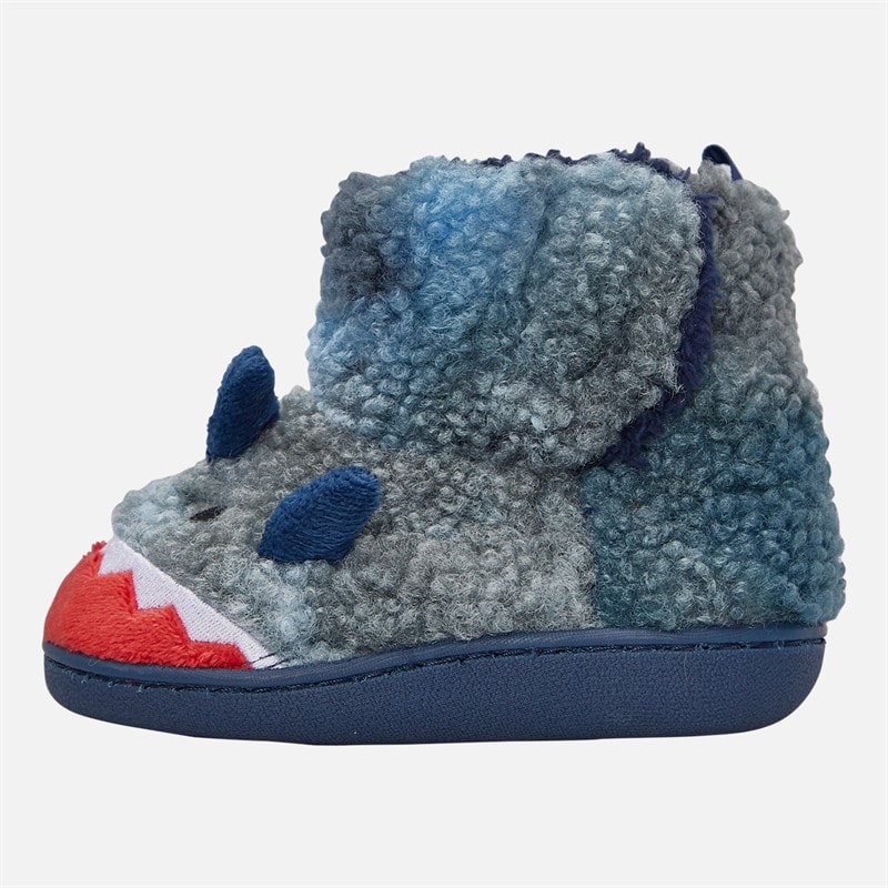 Boys Shark Bootie Slippers Blue - Image 2