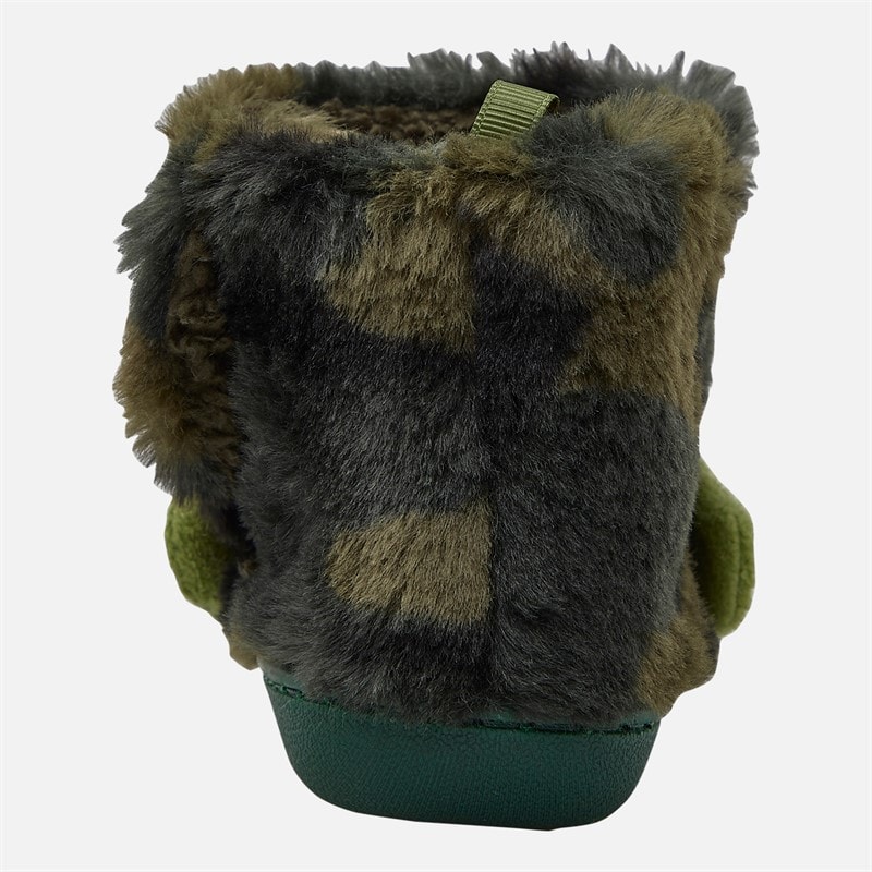 Boys Dinosaur Bootie Slippers Camo Green - Image 4