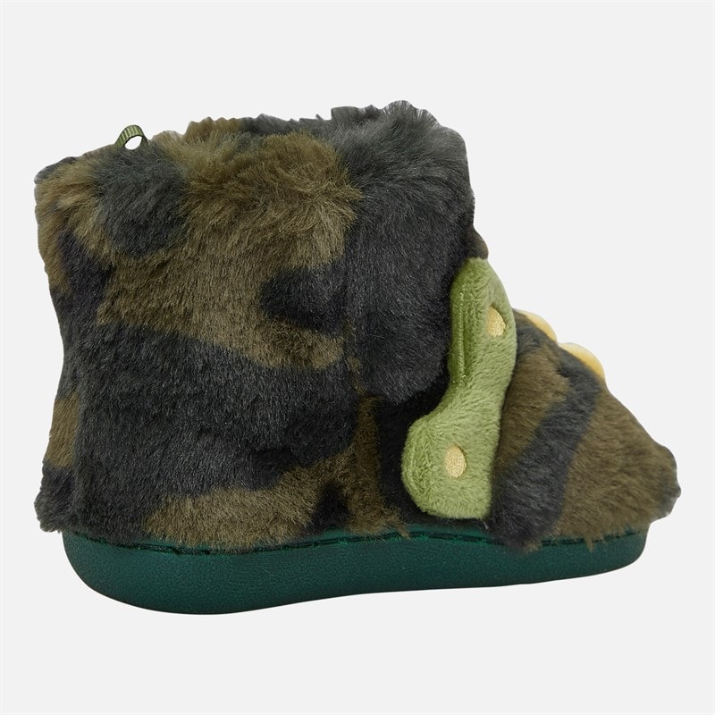 Boys Dinosaur Bootie Slippers Camo Green - Image 5