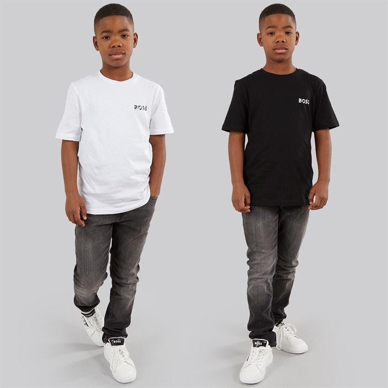 Boys Two Pack T-Shirts Black/White - Image 3