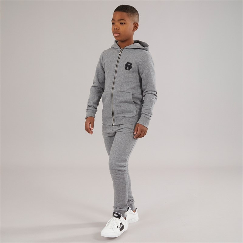 Boys Zip Through Hoodie Heather Grey - Image 4