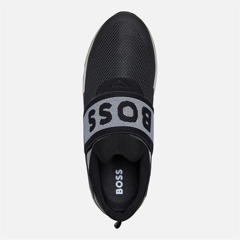 BOSS Junior Boys Logo Elastic Strap Trainers Black - Image 4