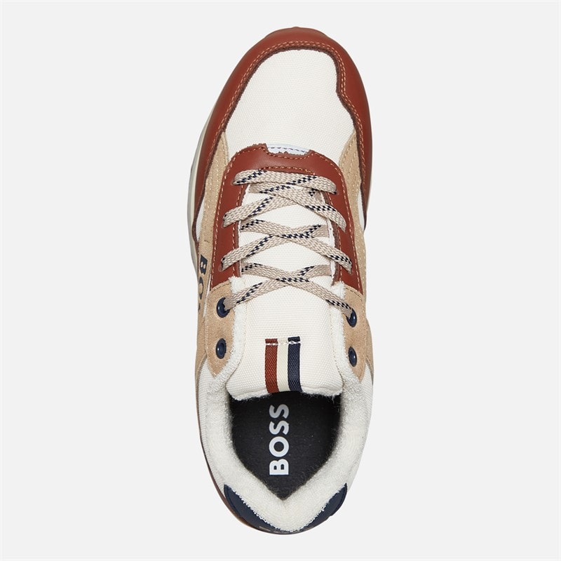 BOSS Junior Boys Multi Panel Trainers Sand - Image 4