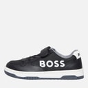 Boys Single Strap Logo Court Trainers Black