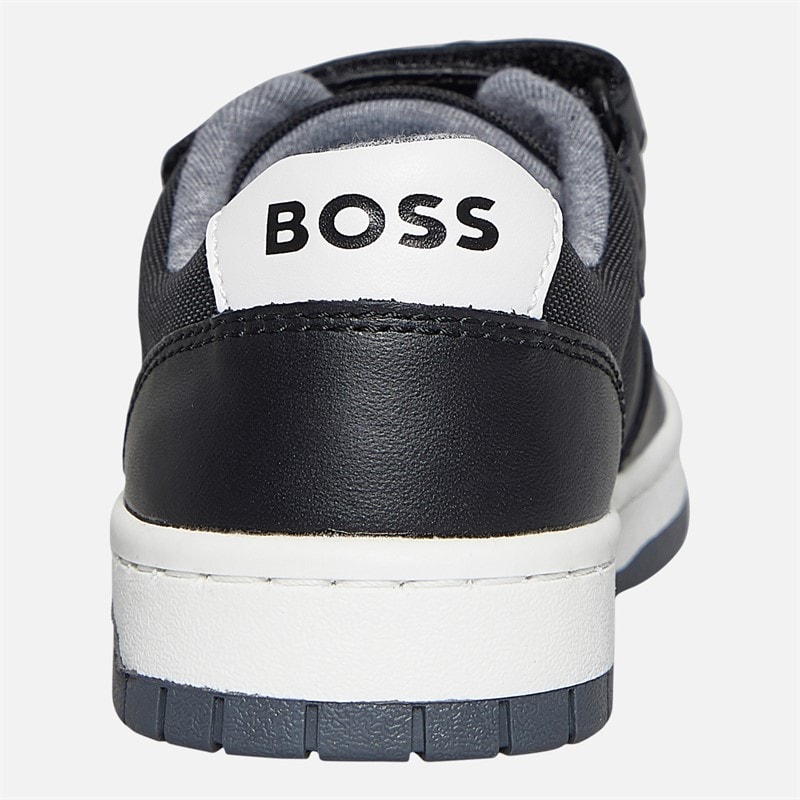 BOSS Boys Single Strap Logo Court Trainers Black - Image 3