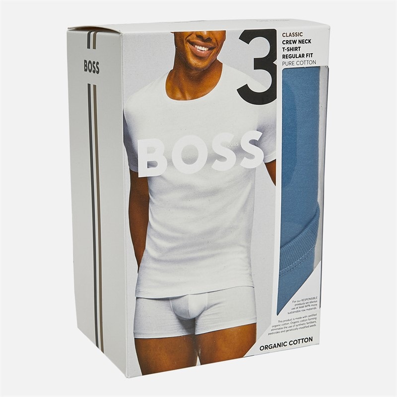 Hugo Boss Mens Three Pack T-Shirts Navy/Blue/Light Blue - Image 2