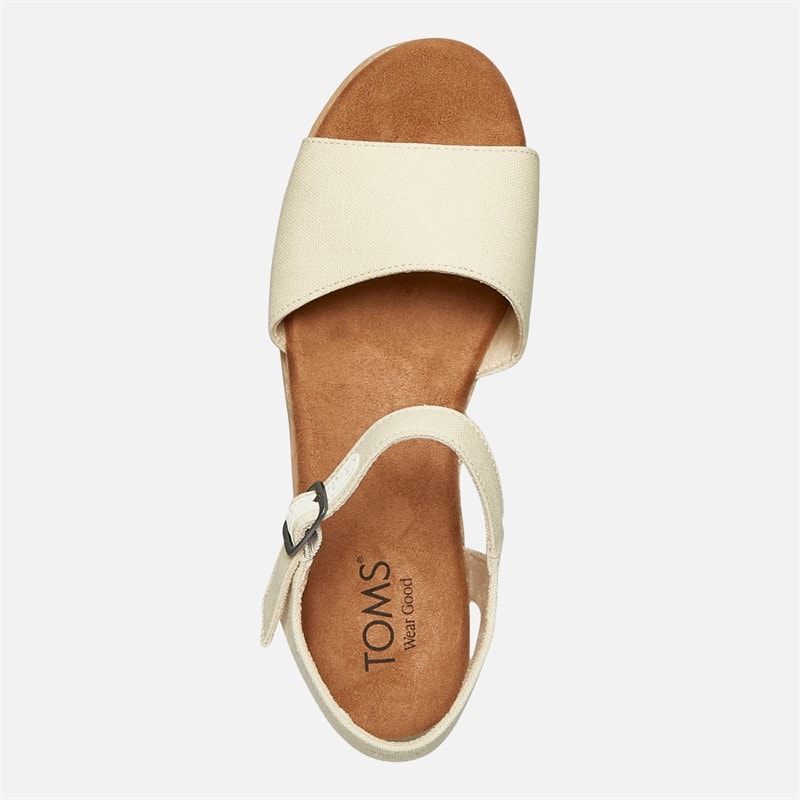 TOMS Womens Flora Ankle Strap Wedge Sandals Natural - Image 4
