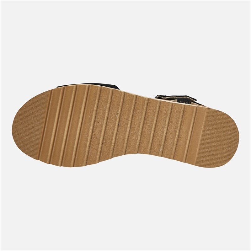 TOMS Womens Flora Ankle Strap Wedge Sandals Black - Image 2