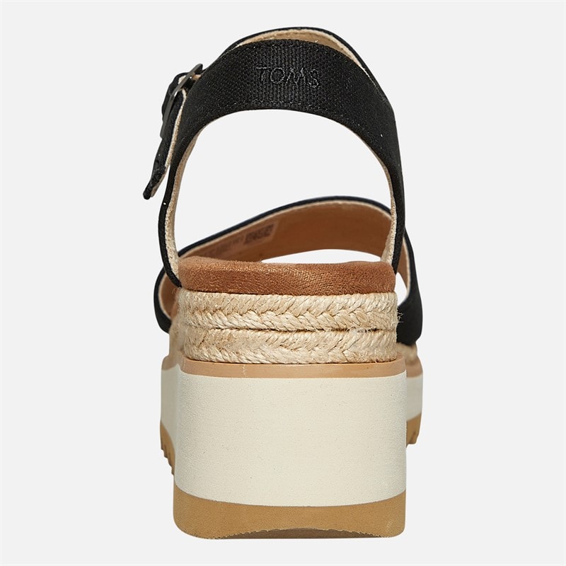 TOMS Womens Flora Ankle Strap Wedge Sandals Black - Image 3