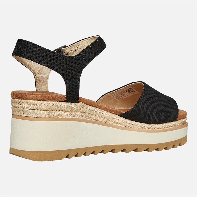 TOMS Womens Flora Ankle Strap Wedge Sandals Black - Image 5
