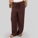 Wednesday's Girl Womens Abbey Tie Waist Trousers Chocolate