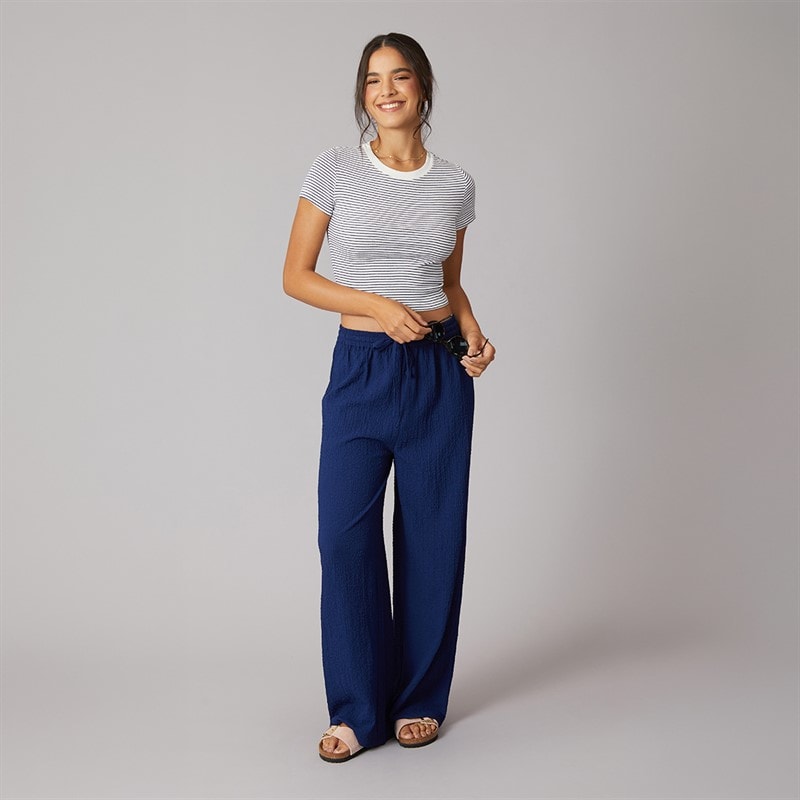 Wednesday's Girl Womens Abbey Tie Waist Trousers Navy - Image 3