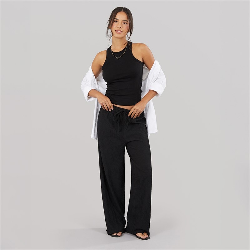 Wednesday's Girl Womens Abbey Tie Waist Trousers Black - Image 4