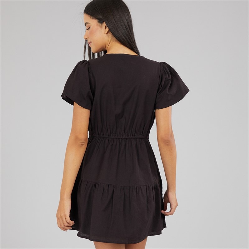 Wednesday's Girl Womens Linen Mix Dress Black - Image 2