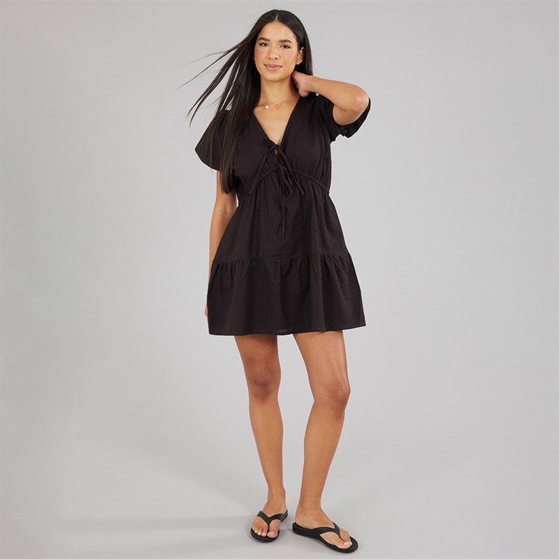 Wednesday's Girl Womens Linen Mix Dress Black - Image 4