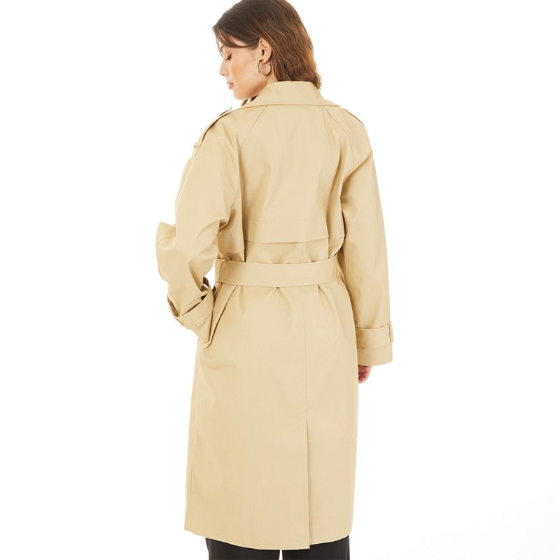 ASOS DESIGN Womens Longline Trench Coat Stone - Image 2