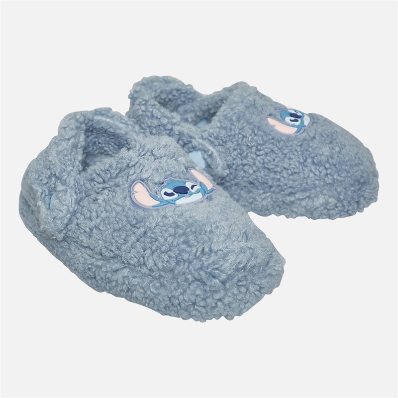 Lilo and Stitch Girls Bedale Borg Mule Slippers Light Blue - Image 1