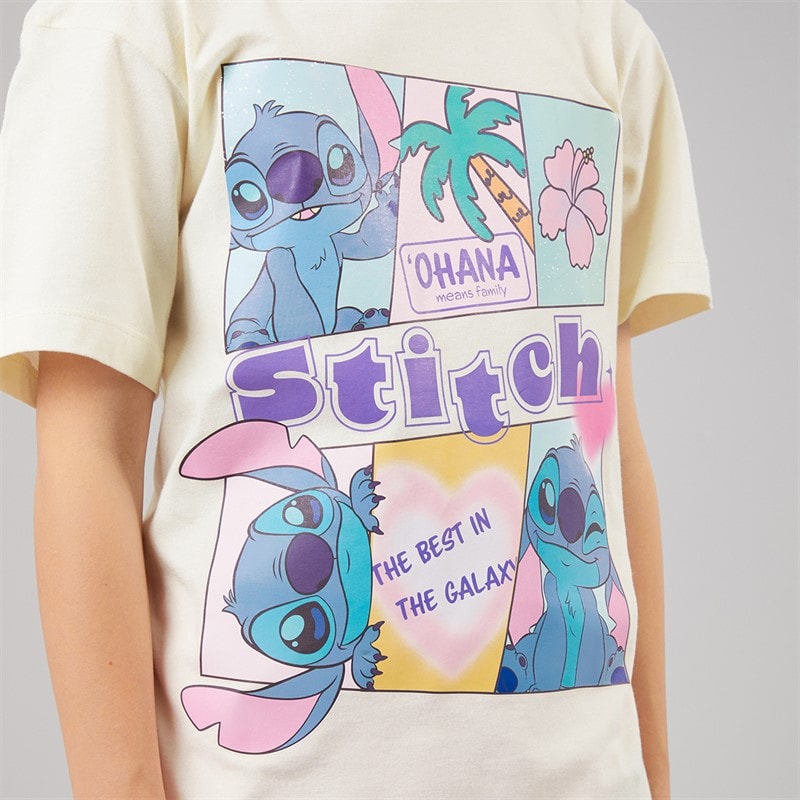 Lilo and Stitch Disney Girls T-Shirt And Shorts Set White/Pink - Image 3