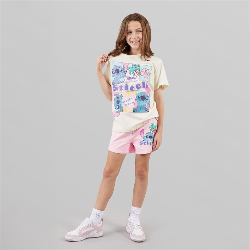 Lilo and Stitch Disney Girls T-Shirt And Shorts Set White/Pink - Image 4