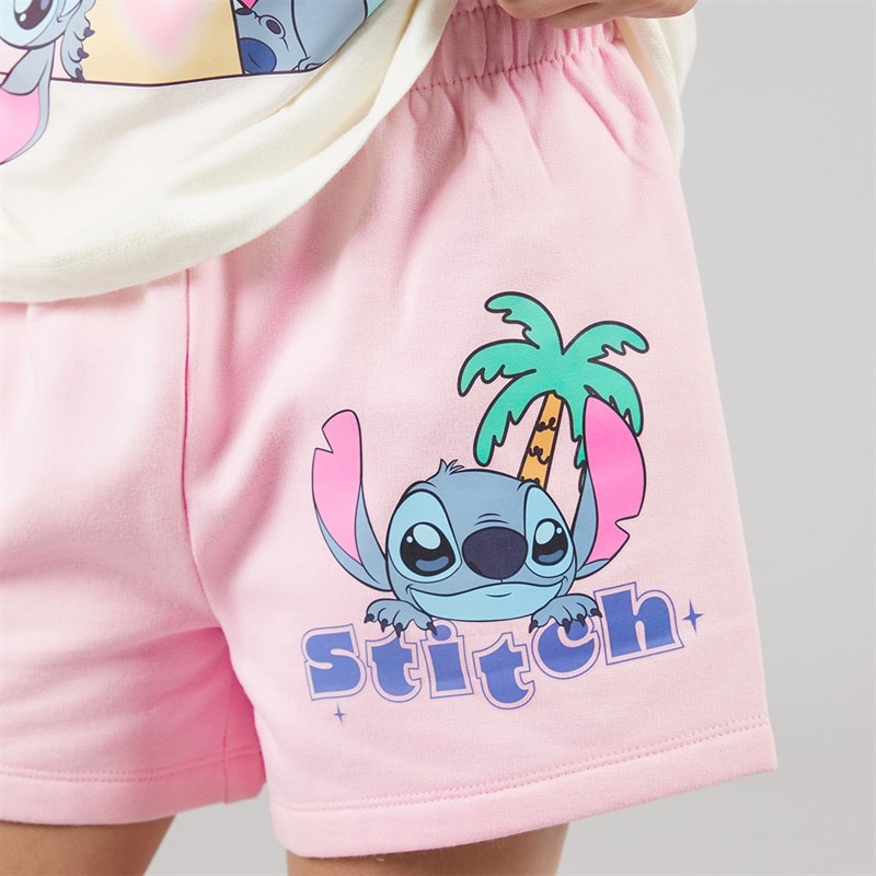 Lilo and Stitch Disney Girls T-Shirt And Shorts Set White/Pink - Image 5