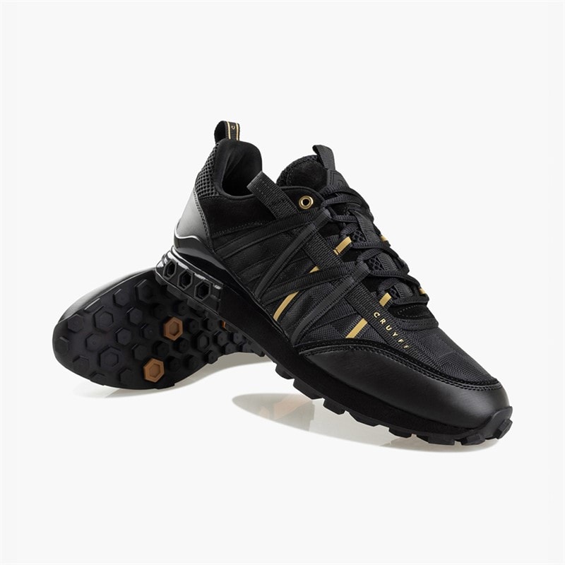 Cruyff Mens Fearia Hex-Tech Trainers Black/Gold - Image 3