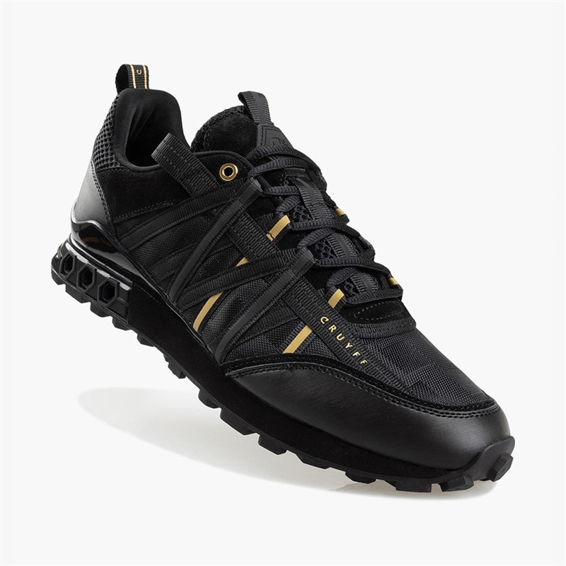 Cruyff Mens Fearia Hex-Tech Trainers Black/Gold - Image 4