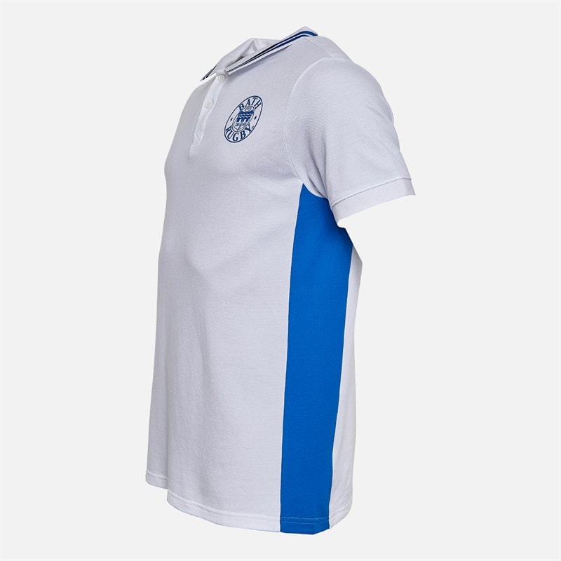 Castore Mens Bath Rugby Travel Polo Shirt Brilliant White/Lapis Blue - Image 2