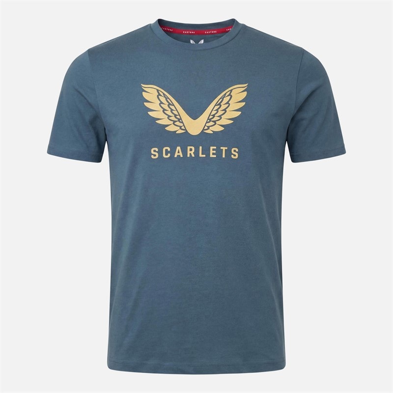 Castore Mens Scarlets Cotton Logo T-Shirt Grey