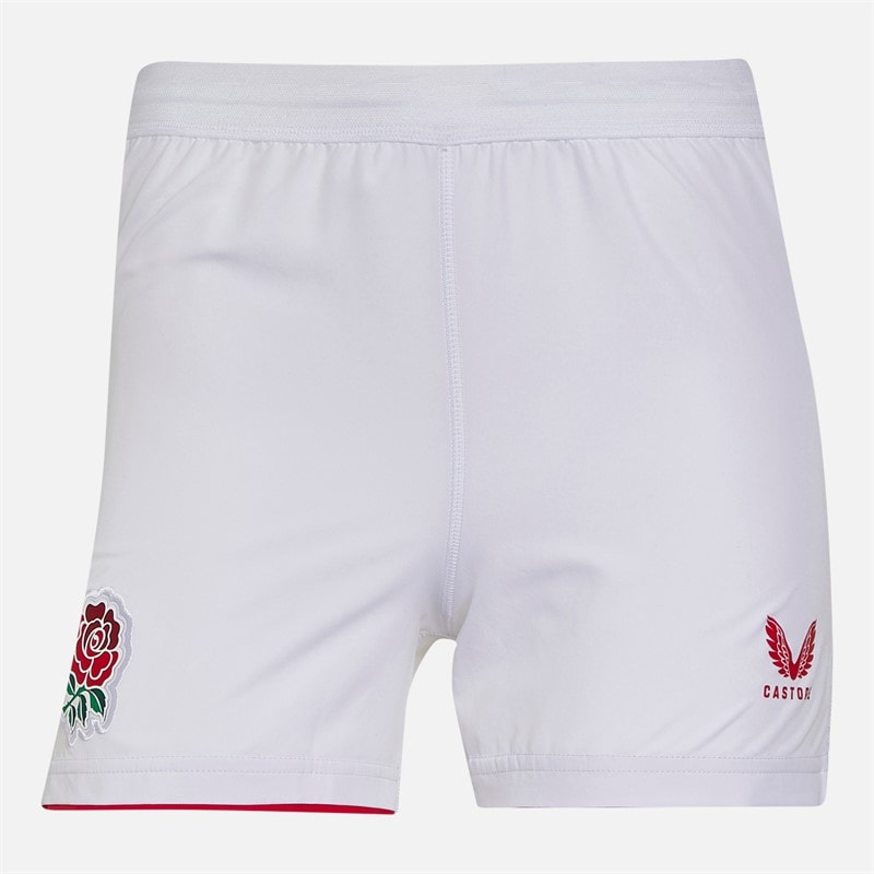 Castore Junior RFU England Rugby 25/26 Home Shorts Brilliant White/Lipstick Red