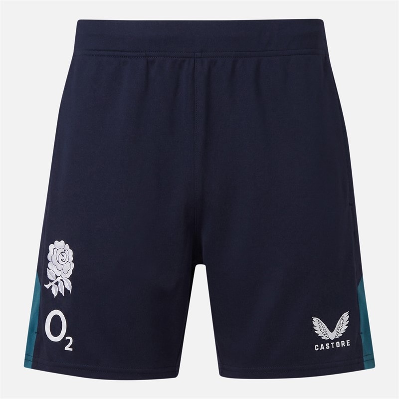 Castore Mens RFU England Rugby Performance Knit Shorts Inkwell/Storm Blue - Image 1