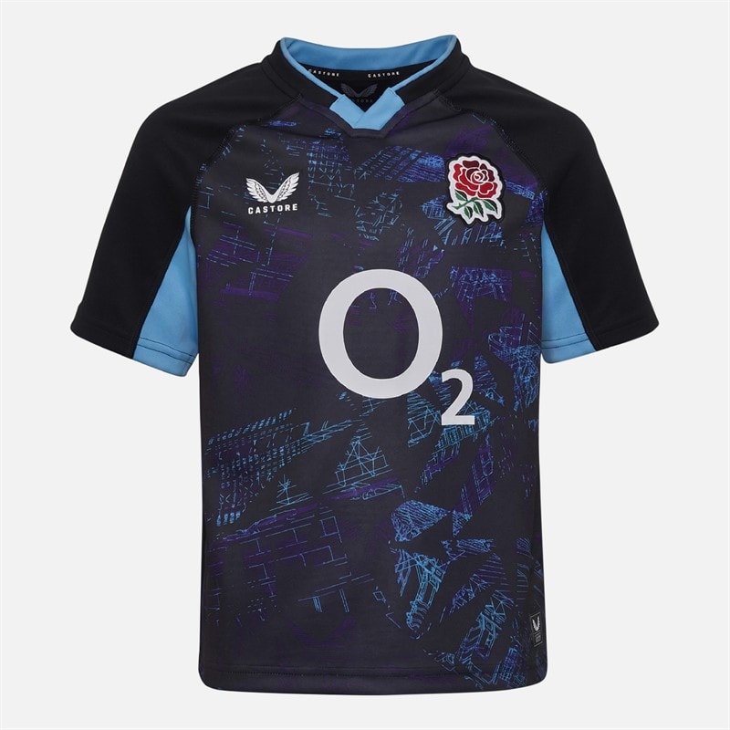 Castore Junior RFU England Rugby 25/26 Alternate Jersey Caviar/Swim Cap