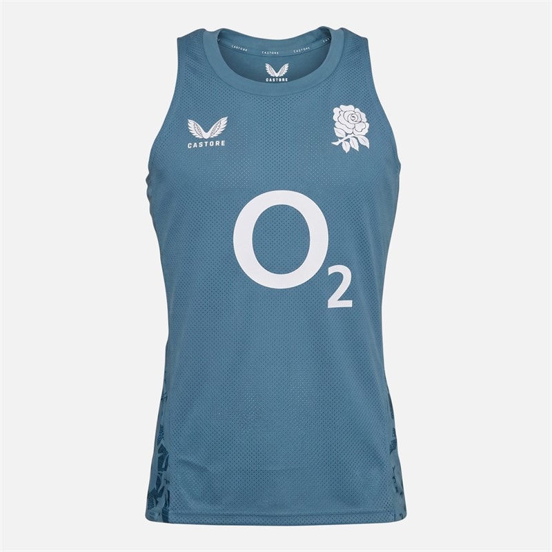 Castore Mens RFU England Rugby Performance Singlet Vest Storm Blue - Image 1