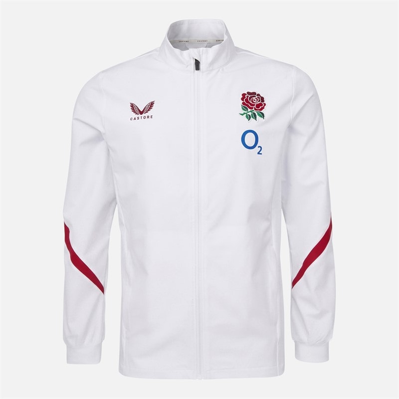 Castore Mens RFU England Rugby Anthem Jacket Brilliant White/Jester Red