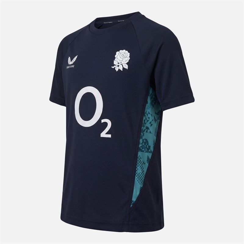 Castore Junior RFU England Rugby Performance T-Shirt Inkwell/Storm Blue - Image 2