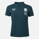 Castore Womens RFU England Rugby Travel Polo Shirt Reflecting Pond
