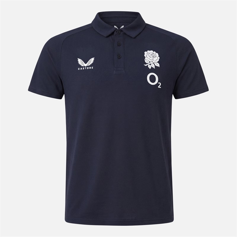 Castore Mens RFU England Rugby Travel Polo Shirt Inkwell