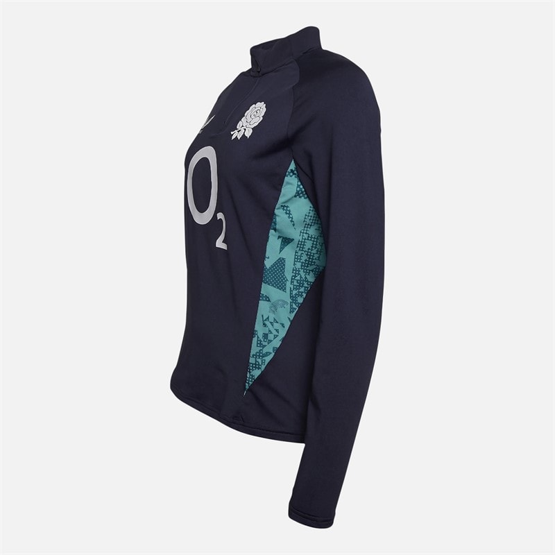 Castore Womens RFU England Rugby Performance Midlayer 1/4 Zip Top Inkwell/Storm Blue - Image 2