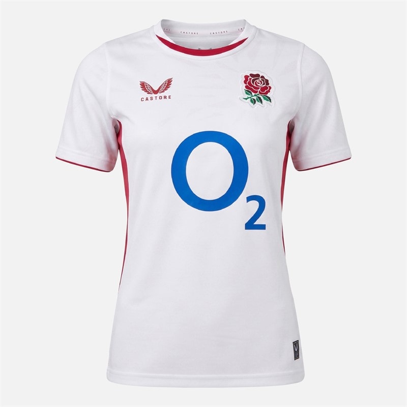 Castore Womens RFU England Rugby Red Roses 25/26 Home Jersey Brilliant White/Lipstick Red - Image 1