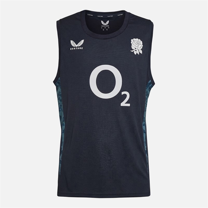 Castore Mens Plus Size RFU England Rugby Performance Singlet Vest Inkwell/Storm Blue - Image 1