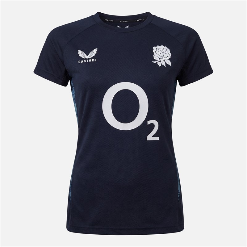 Castore Womens RFU England Rugby Performance T-Shirt Inkwell/Storm Blue
