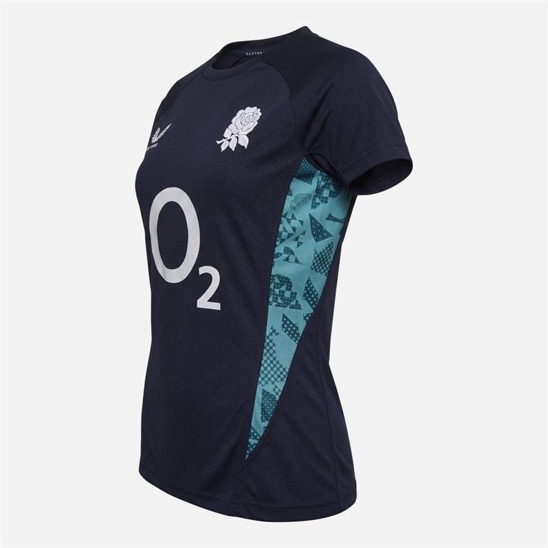 Castore Womens RFU England Rugby Performance T-Shirt Inkwell/Storm Blue - Image 2