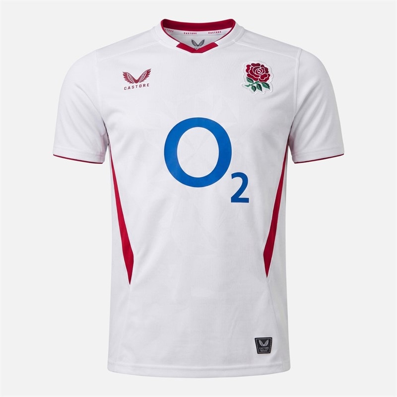 Castore Mens RFU England Rugby 25/26 Home Jersey Brilliant White/Lipstick Red - Image 1