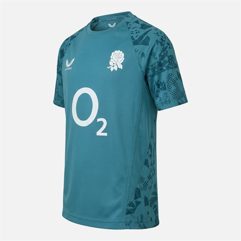 Castore Junior RFU England Rugby Performance T-Shirt Storm Blue - Image 2