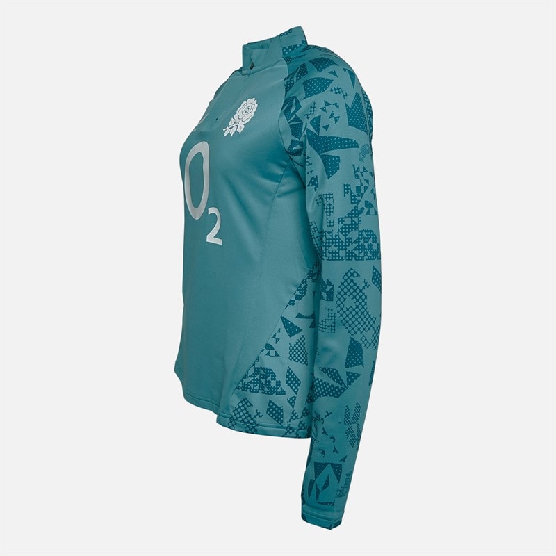 Castore Womens RFU England Rugby Performance Midlayer 1/4 Zip Top Storm Blue - Image 2