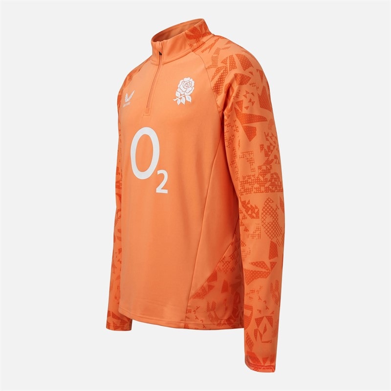 Castore Mens RFU England Rugby Performance Midlayer 1/4 Zip Top Melon - Image 2
