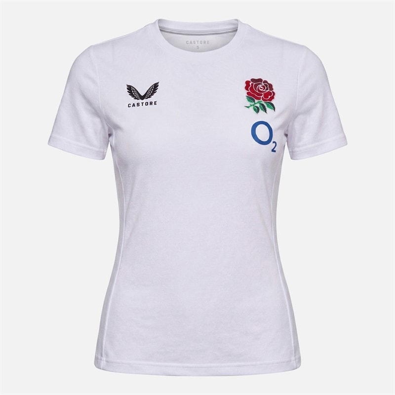 Castore Womens RFU England Rugby Travel T-Shirt Brilliant White - Image 1
