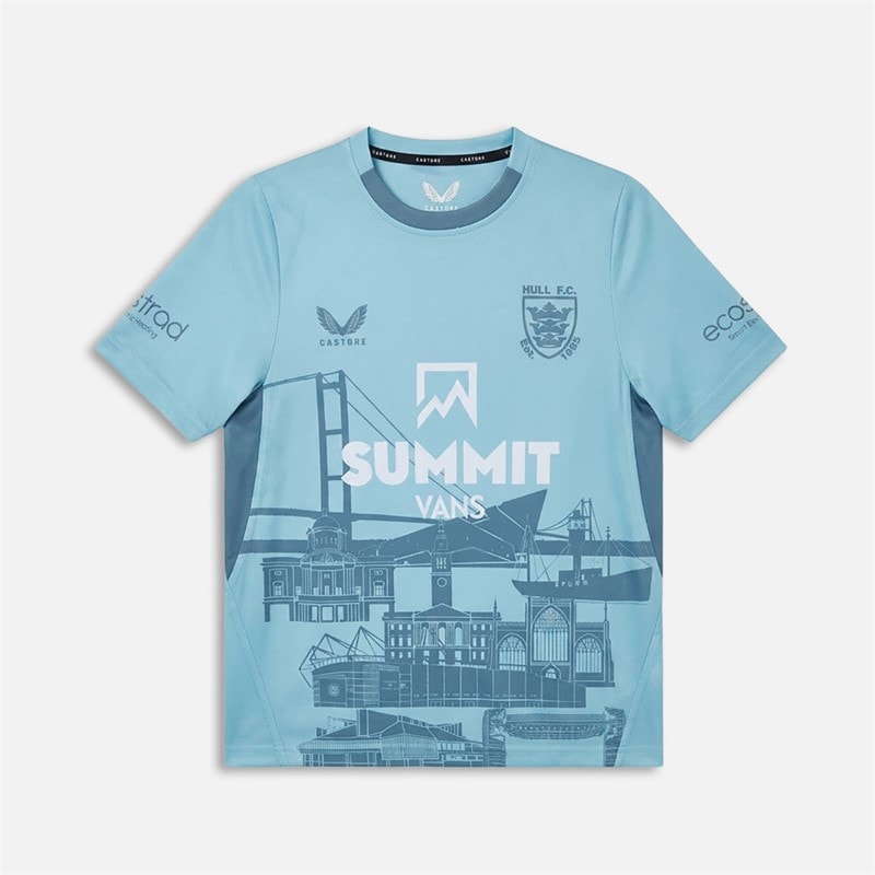 Castore Junior HRUFC Hull Rugby Printed Training Jersey Sky Blue/Bluestone