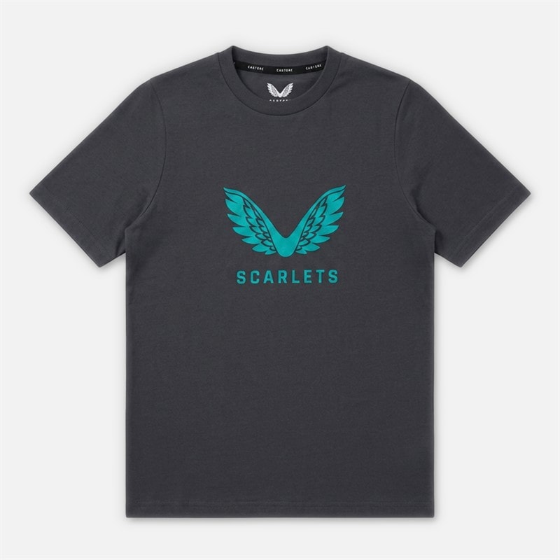 Castore Junior SCA Scarlets Rugby Logo T-Shirt Ebony