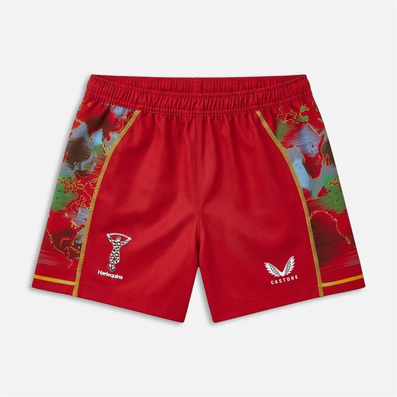 Castore Junior HFC Harlequins Rugby 24/25 Third Shorts Jester Red