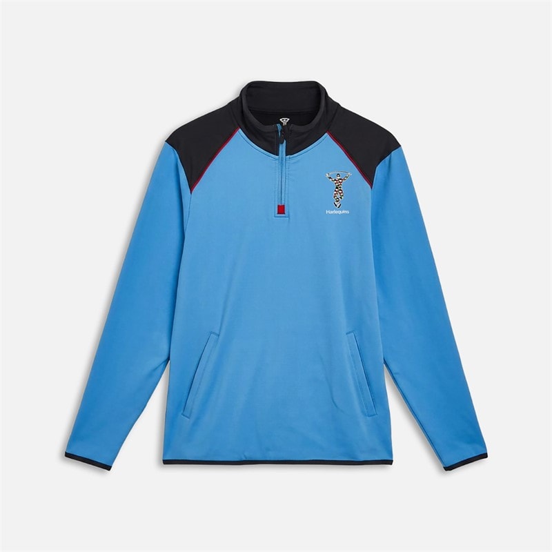 Castore Mens HFC Harlequins Rugby 1/4 Zip Top Azure Blue/Caviar